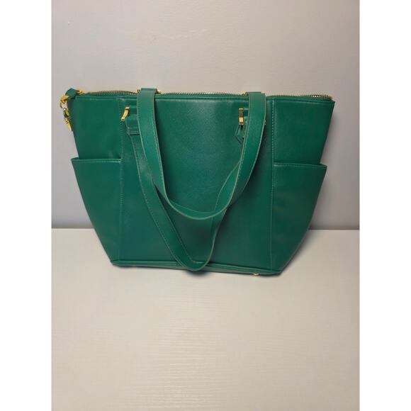 NWOT Joy Iman Green Women's Purse Stylish Hand Bag Rainbow Lining Bold Classy - Picture 3 of 8